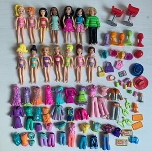 Polly Pocket Lot Dolls Clothing Accessories